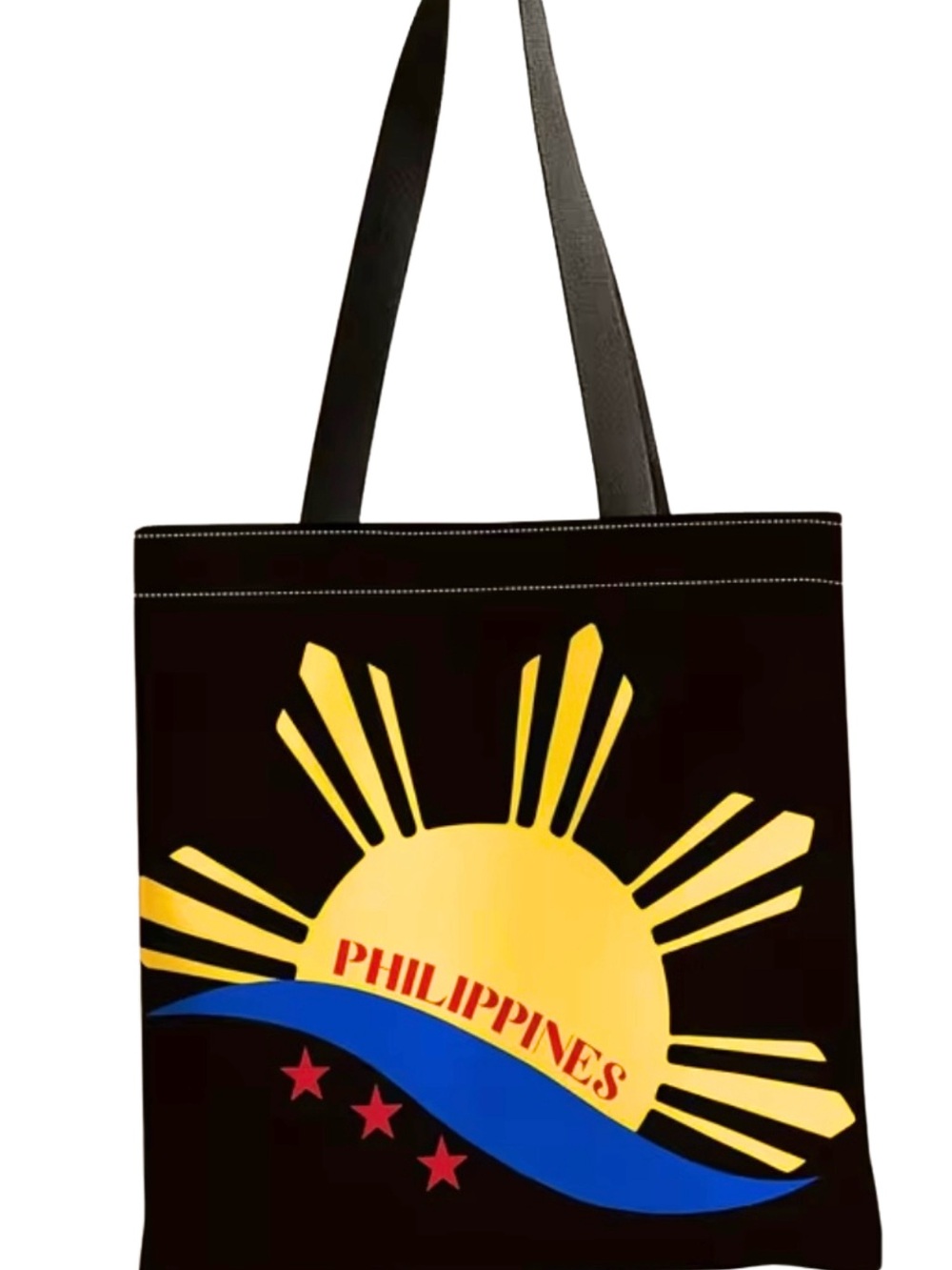 Philippines Graphic Black Tote Bag with Yellow Sun